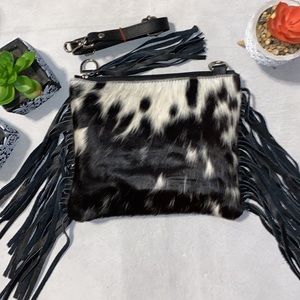 *SOLD* 100% New Handmade Real Cowhide Leather Crossbody Purse Handbag Hair On